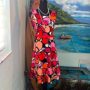 ⭐️Studio I, Hawaiian,Floral Dress,Ribbon Tie,Zipper Back,Stunning Colors,Size 12